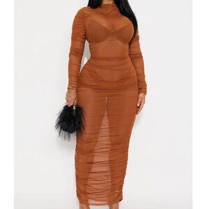 Sheer Maxi Dress - Cognac